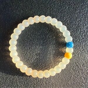 Silicon frosted Bracelet with Blue and Yellow Beads